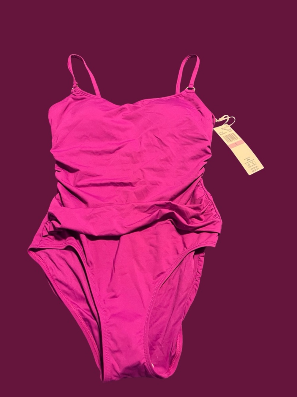 Anne Cole Size 6 NWT Bright Pink Slimming One-Piece Full Coverage